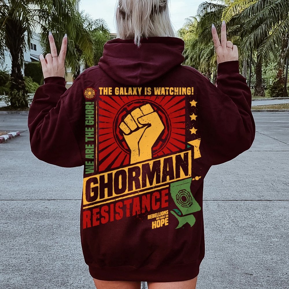 Galactic Resistance Printed Back Cotton Hoodie