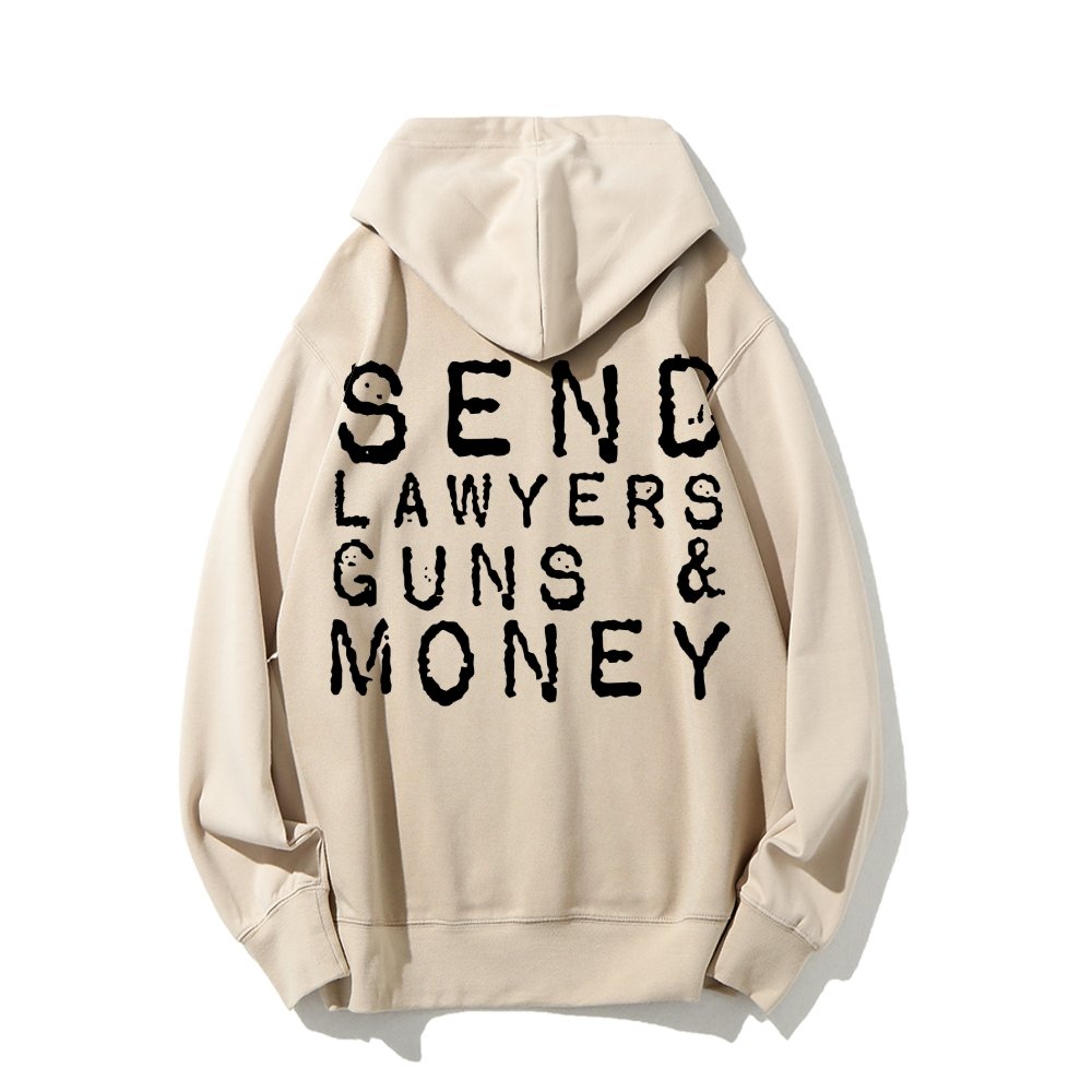 Send Lawyers Guns And Money Printed Back Unisex Cotton Hoodie