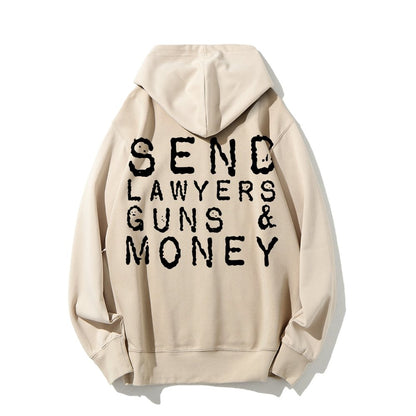 Send Lawyers Guns And Money Printed Back Unisex Cotton Hoodie
