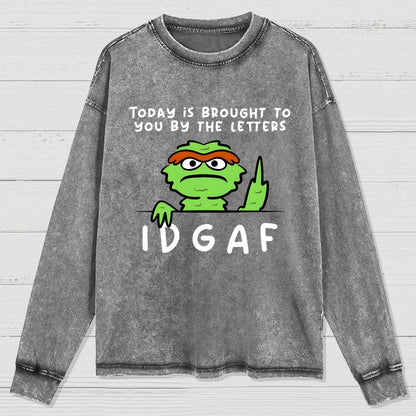 IDGAF Washed Long Sleeve Tee