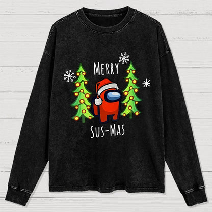 Merry Sus-Mas Christmas Washed Long Sleeve Tee
