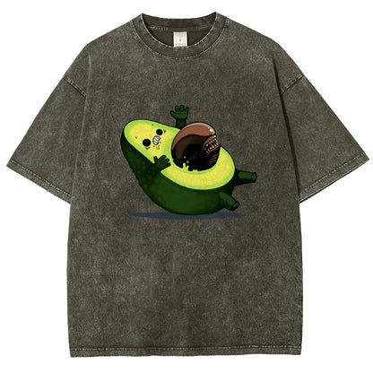 Quirky Alien Avocado Vintage Distressed T-shirt