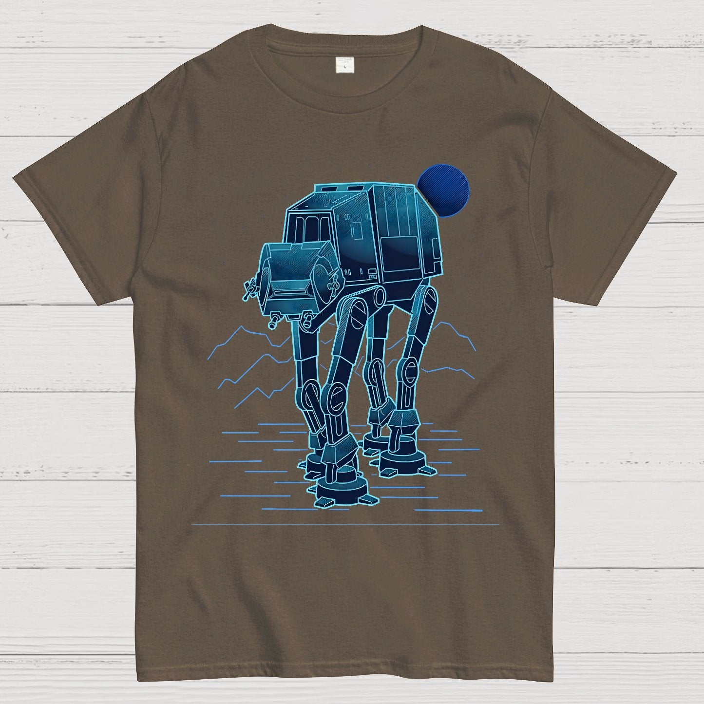Neon Line-Art Armored Walker Geek T-Shirt