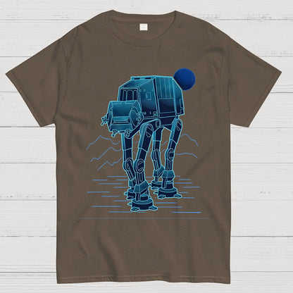Neon Line-Art Armored Walker Geek T-Shirt