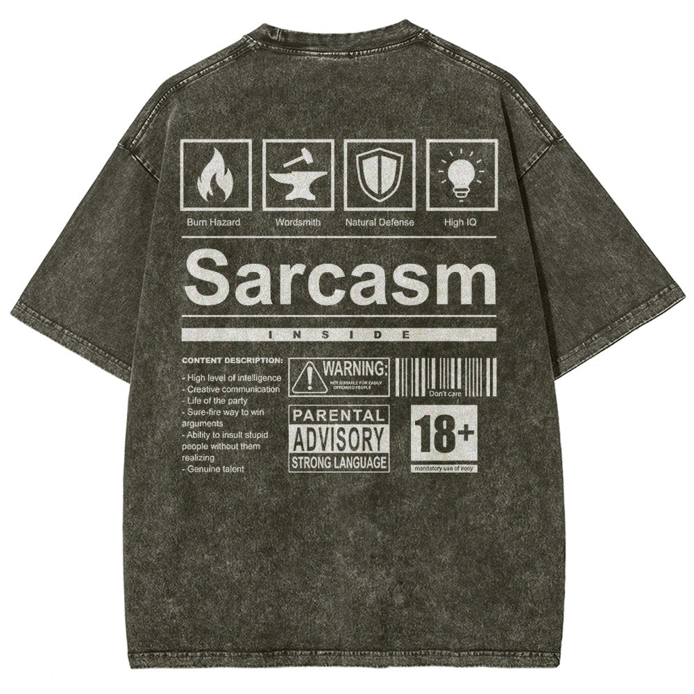 Sarcasm Label Washed T-Shirt