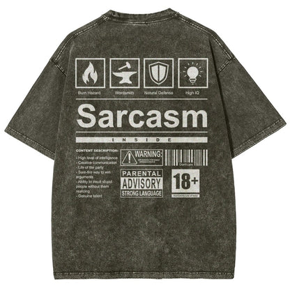 Sarcasm Label Washed T-Shirt