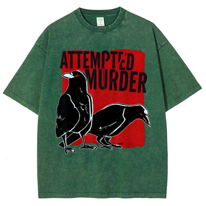 Attempted Murder Crow Vintage Distressed T-shirt