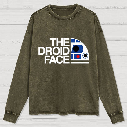 The Robot Face Washed Long Sleeve Tee