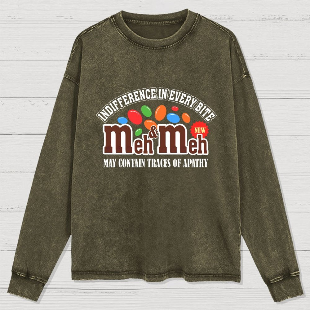 Meh & Meh Washed Long Sleeve Tee