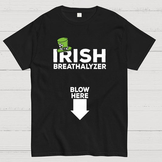 Irish Breathalyzer Blow here Funny St Patrick's Geek T-Shirt