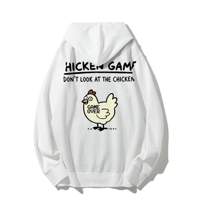 Chicken Game Geeky Printed Back Cotton Hoodie