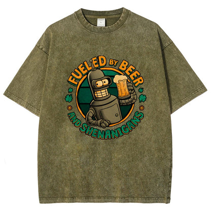 Fueled By Beer Vintage Distressed T-shirt