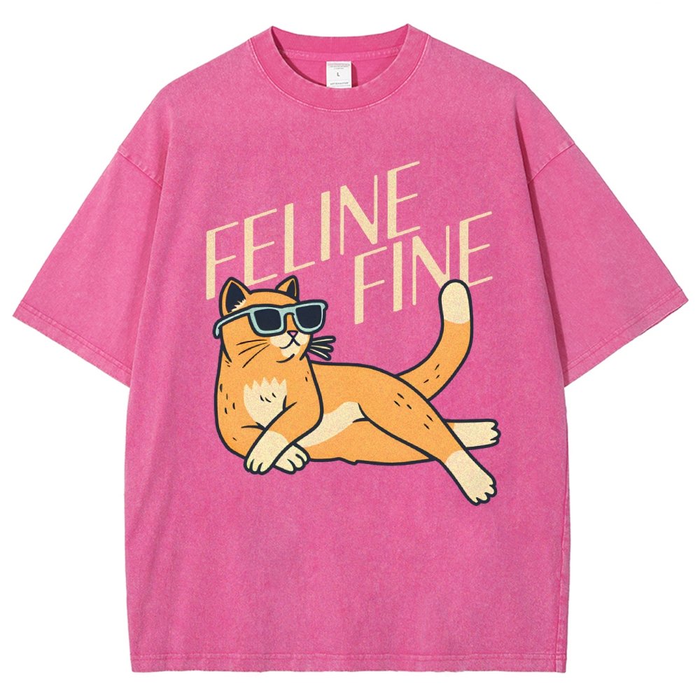 Feline Fine Vintage Distressed T-shirt