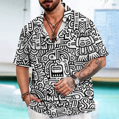 Retro Graffiti Art Print Geek Hawaiian Shirt