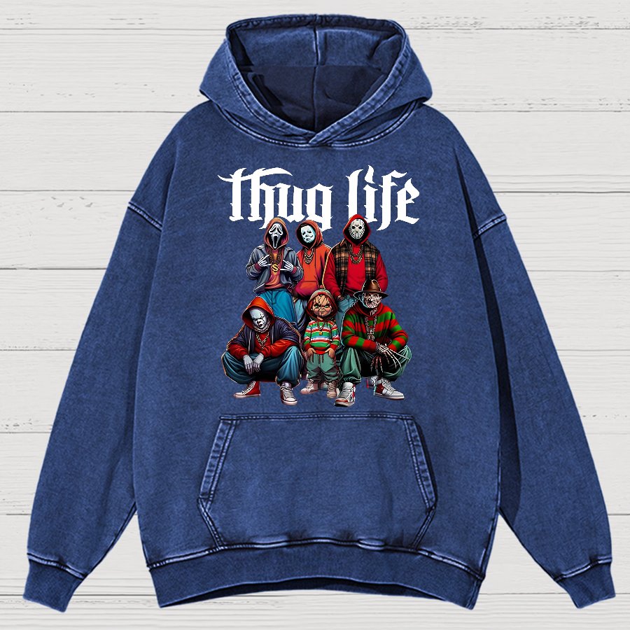 Thug Life Horror Movie Halloween Vintage Distressed Hoodie