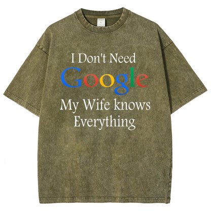 I Don't Need Google My Wife Knows Everything Funny Vintage Distressed T-shirt