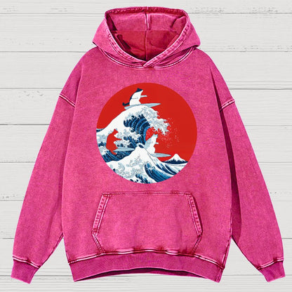 Surfing Cat Funny Vintage Distressed Hoodie