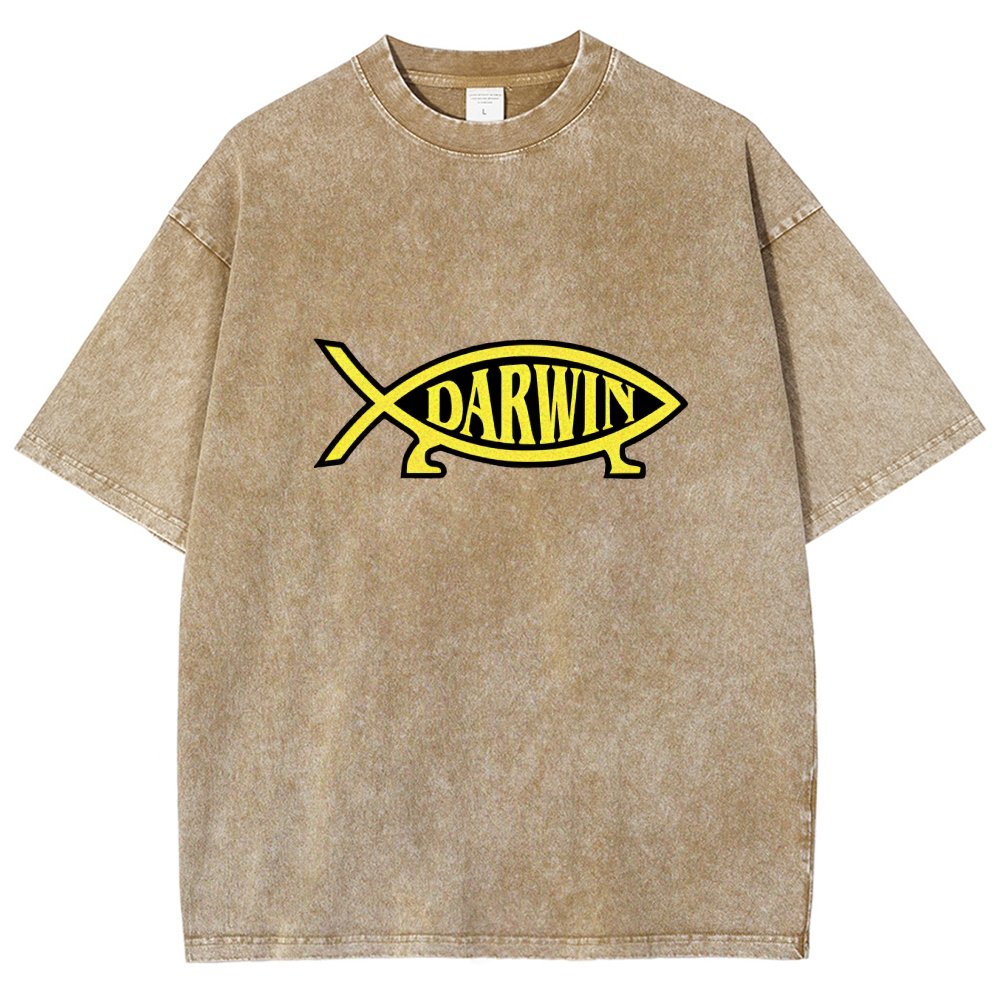 Darwin Fish Vintage Distressed T-shirt