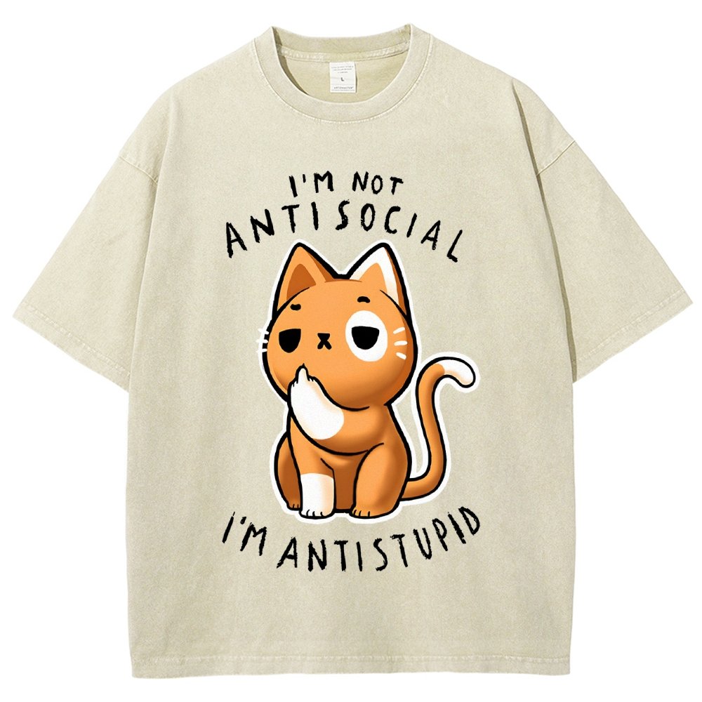 I'm not Antisocial I'm Antistupid Vintage Distressed T-shirt