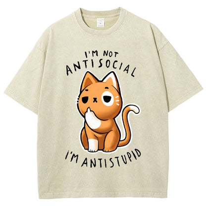I'm not Antisocial I'm Antistupid Vintage Distressed T-shirt