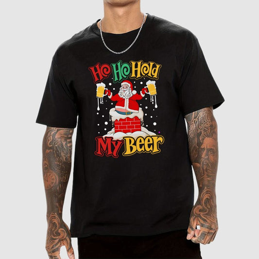 Ho Ho Hold My Beer Christmas Geek T-Shirt
