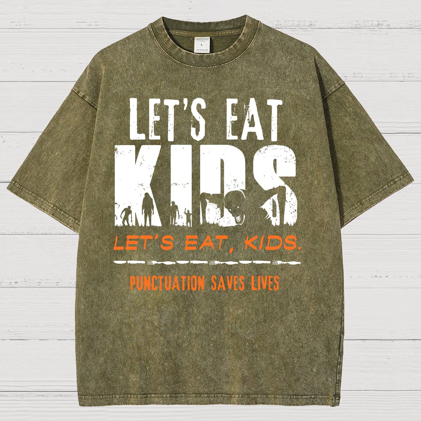 Let’s Eat Kids - Punctuation Saves Lives Vintage Distressed T-shirt