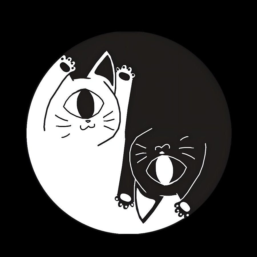 Tai Chi Black and White Cat Geek Cotton Sweatshirt