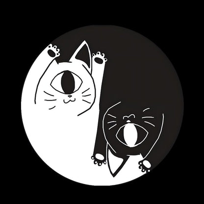 Tai Chi Black and White Cat Geek Cotton Sweatshirt