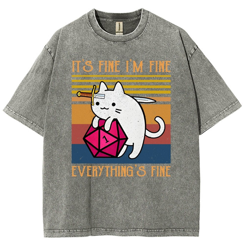 Cat It's Fine I'm Fine Everything's Fine Vintage Distressed T-shirt