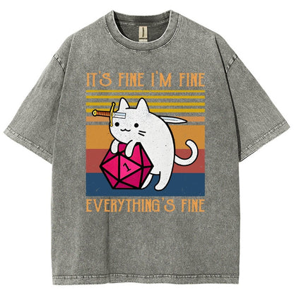 Cat It's Fine I'm Fine Everything's Fine Vintage Distressed T-shirt