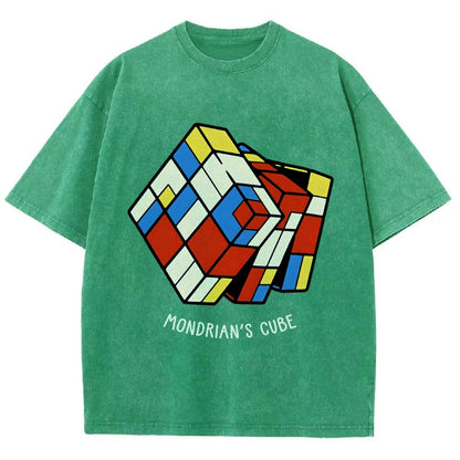 The Mondrian Rubik Cube Vintage Distressed T-shirt