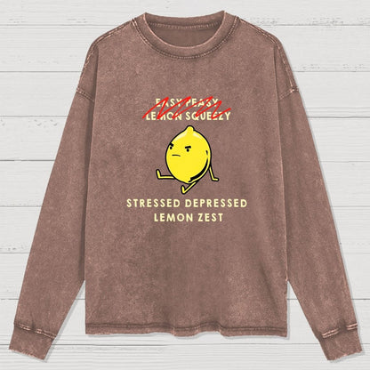 Stressed Depressed Lemon Zest Washed Long Sleeve Tee