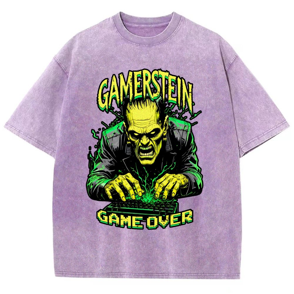 Gamerstein Game Over Funny Halloween Vintage Distressed T-shirt