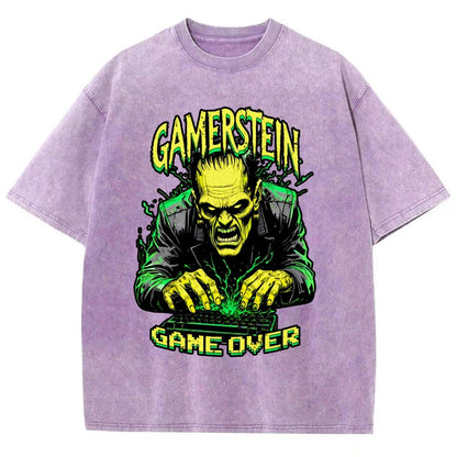 Gamerstein Game Over Funny Halloween Vintage Distressed T-shirt
