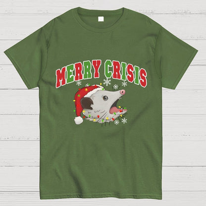 Merry Crisis Opossum Funny Christmas Geek T-Shirt