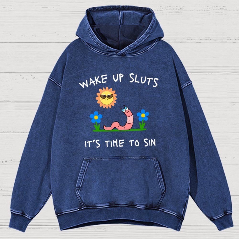 Wake Up Sluts Vintage Distressed Hoodie