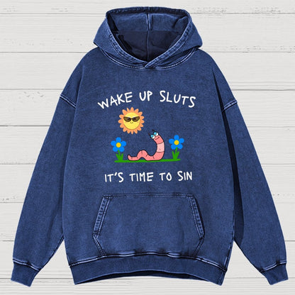 Wake Up Sluts Vintage Distressed Hoodie