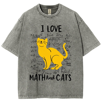 I Love Math And Cats Vintage Distressed T-shirt