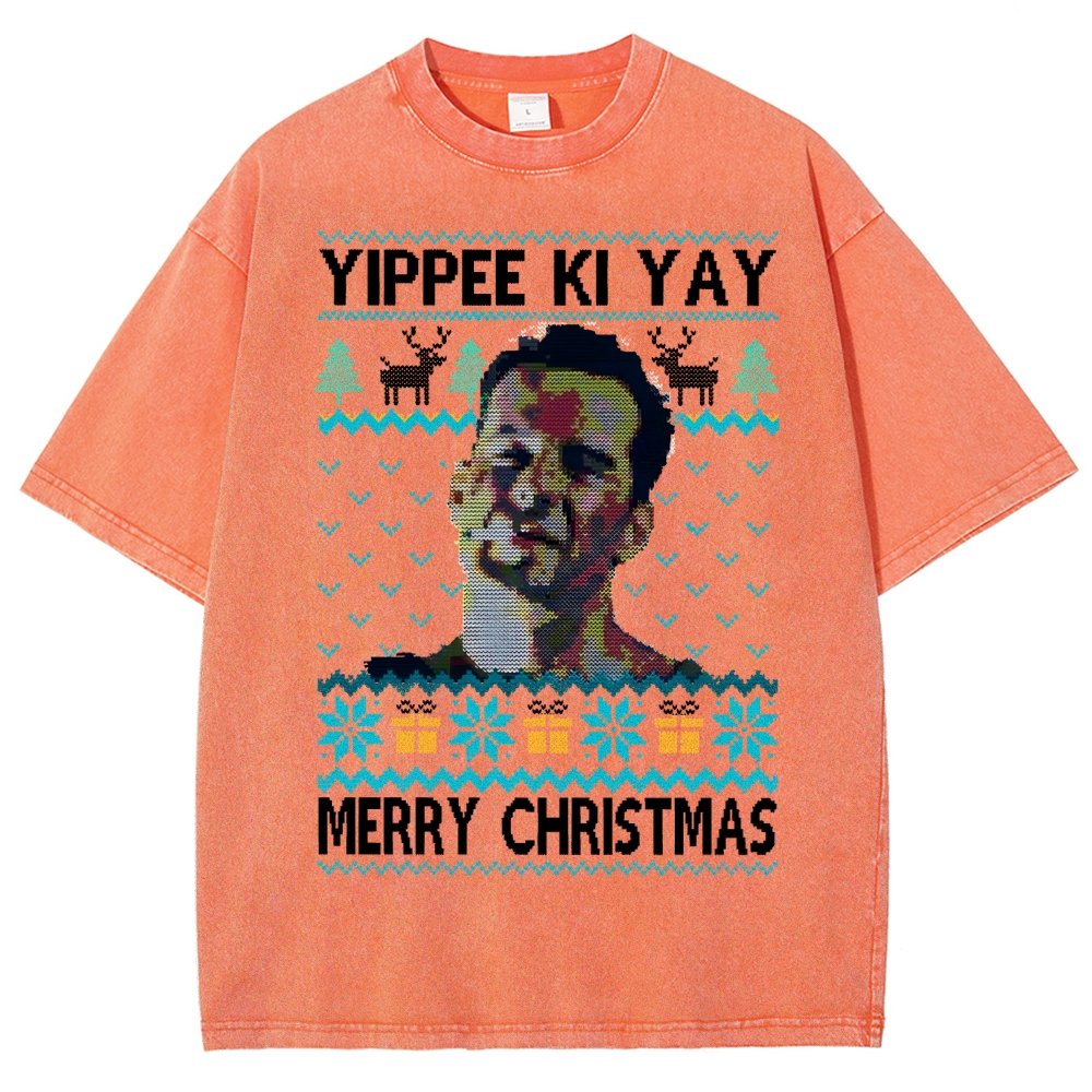 Yippee Ki Yay Christmas Vintage Distressed T-shirt