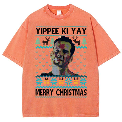 Yippee Ki Yay Christmas Vintage Distressed T-shirt