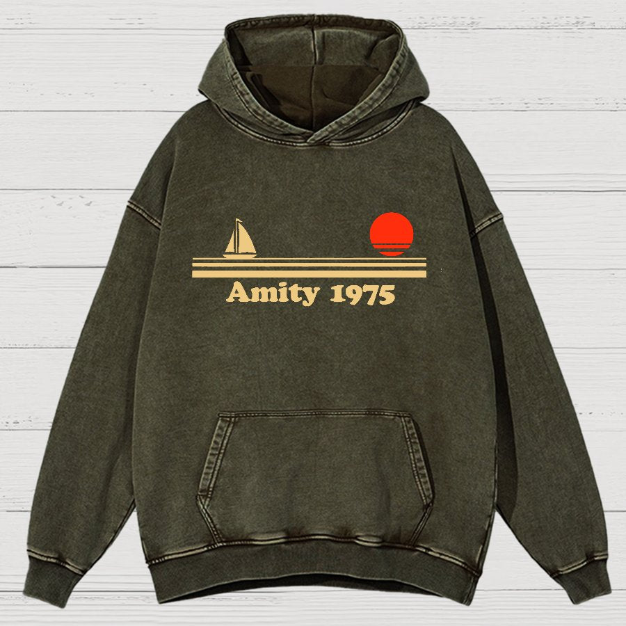 Seaside Town 1975 Vintage Distressed Hoodie