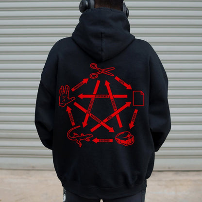 Rock Paper Scissors Spock Printed Back Unisex Cotton Hoodie