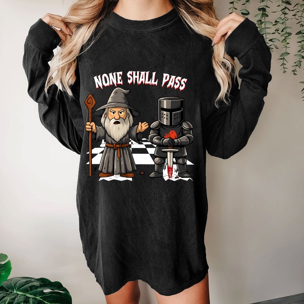 None Shall Pass Washed Long Sleeve Tee