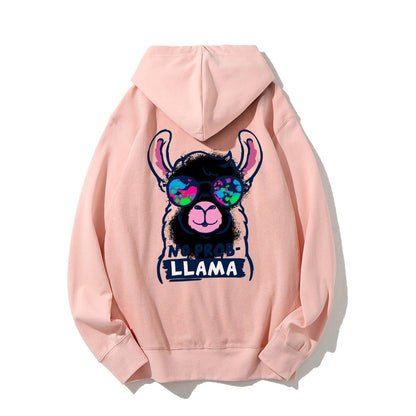 No probllama Printed Back Unisex Cotton Hoodie