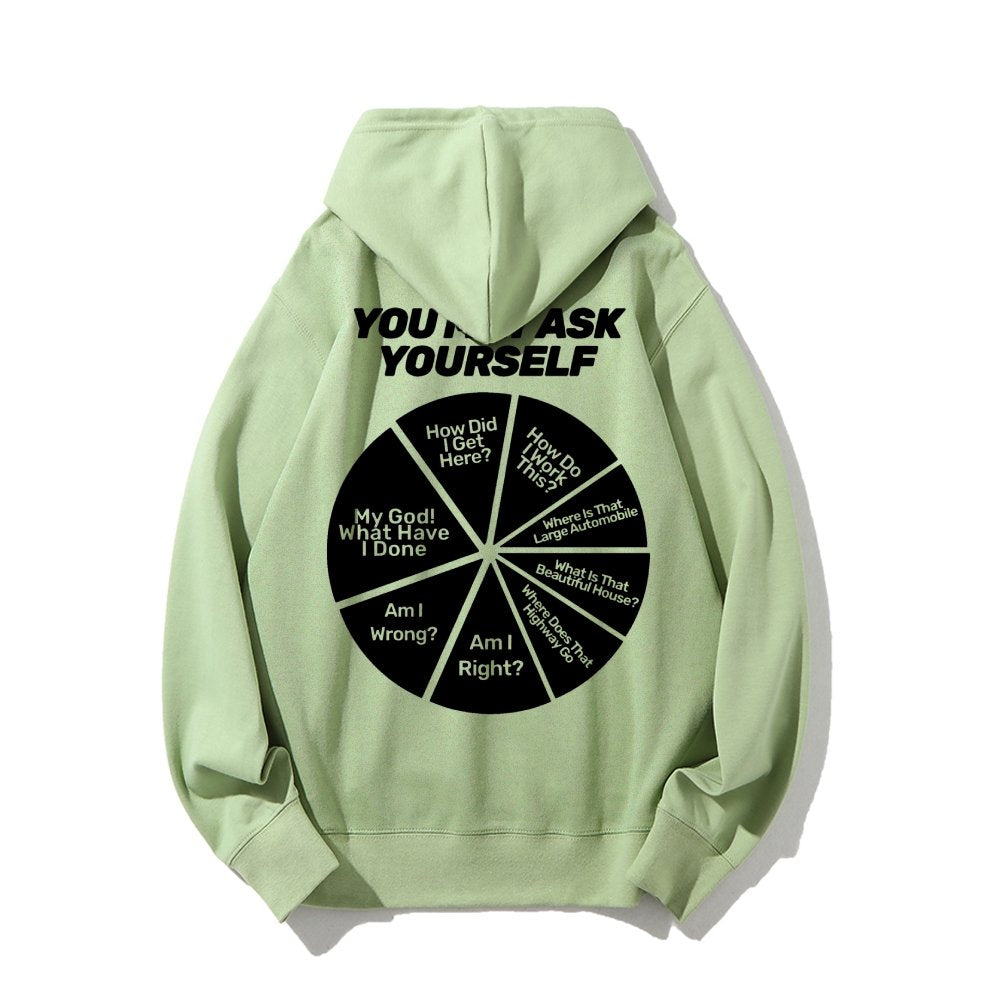 You May Ask Yourself Printed Back Cotton Hoodie