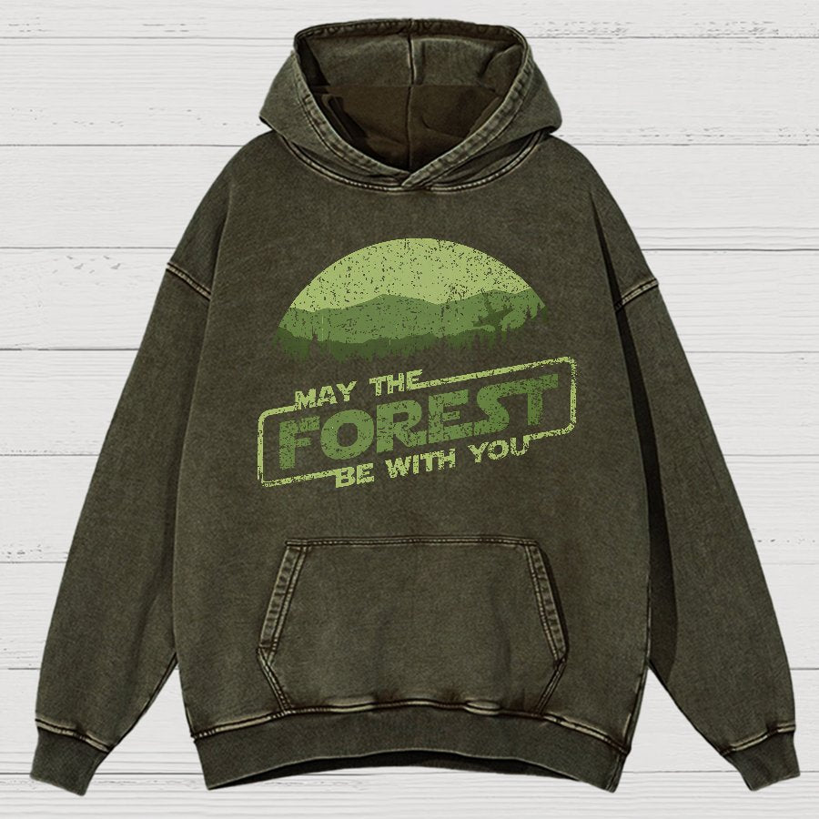 Retro Forest Moon Vintage Distressed Hoodie