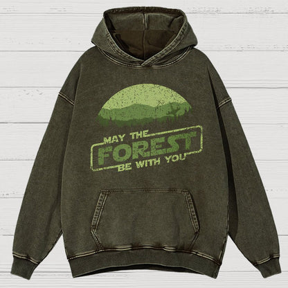Retro Forest Moon Vintage Distressed Hoodie