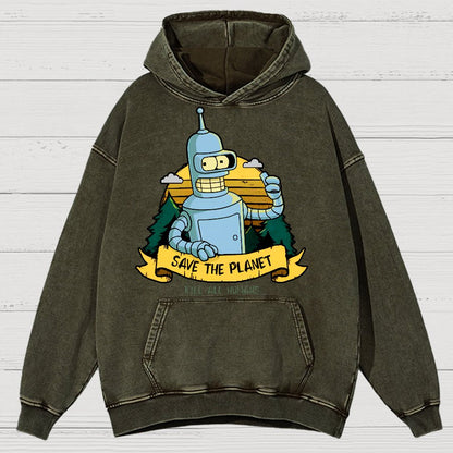 Save The Planet Kill All Humans Vintage Distressed Hoodie