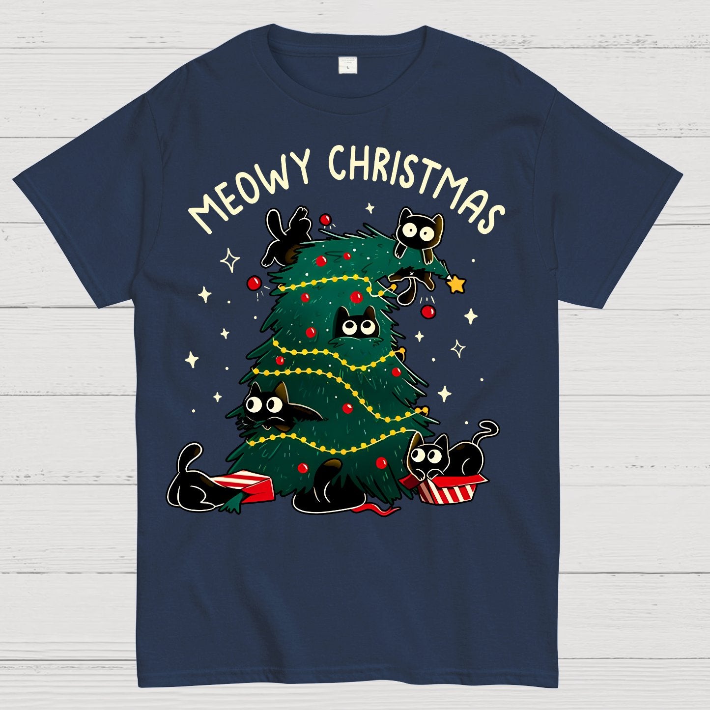 Meowy Christmas Funny Cats Geek T-Shirt