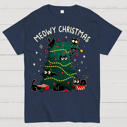 Meowy Christmas Funny Cats Geek T-Shirt